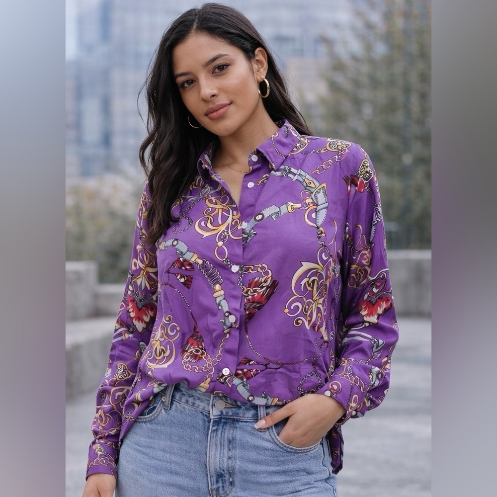 💜 NWOT! Luxury Vibes Button Down Shirt